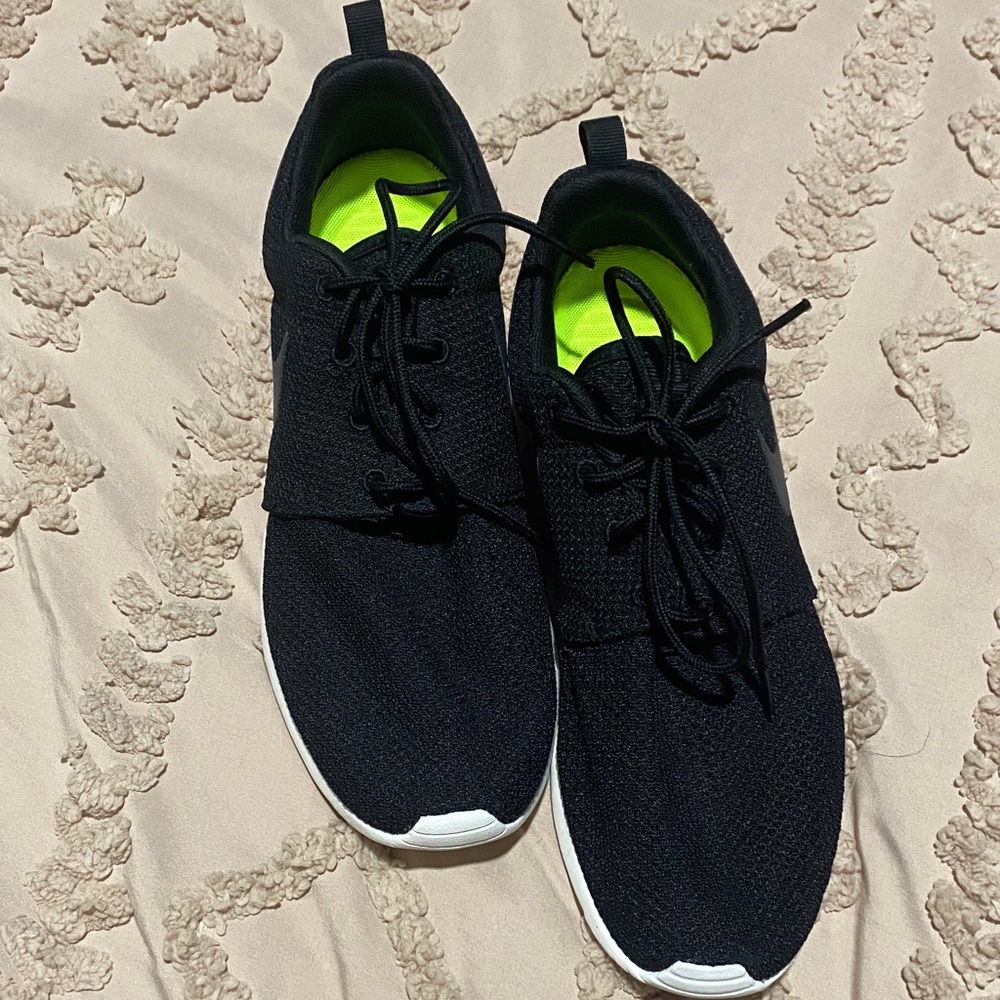 Nike Black Athletic Shoes with Neon Green Interior